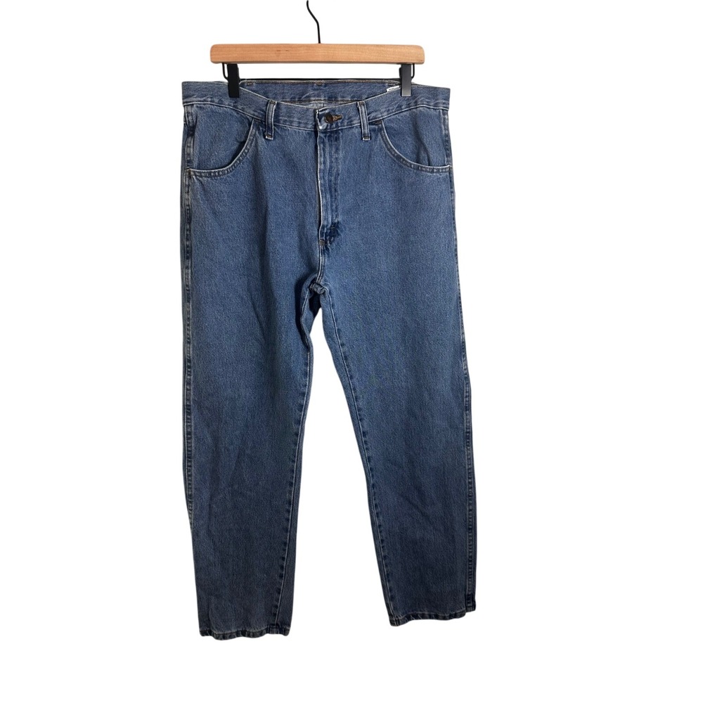 Rustler Mens Regular Fit Straight Leg Medium Wash Blue Denim Jeans 36x30 A002